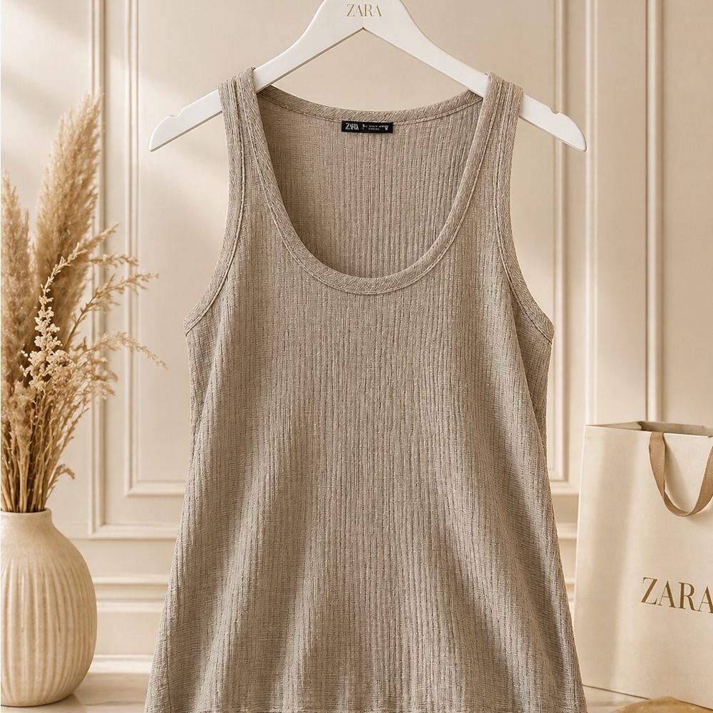 Zara  Tank Top in Light Beige